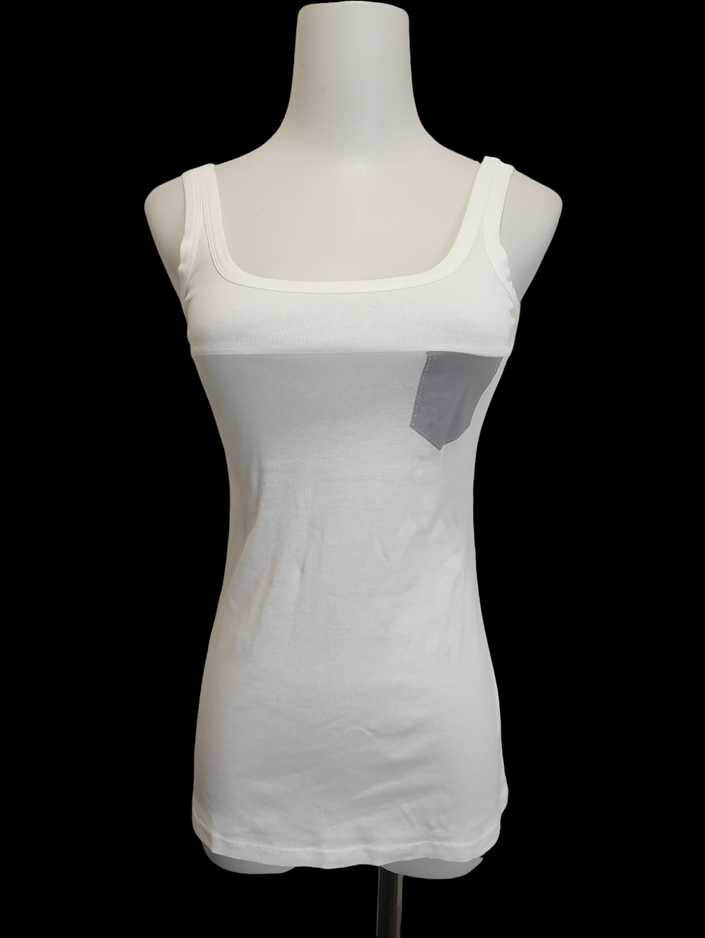 🦝🦝Women’s Square-Neck Tank with Contrast Pocket - White